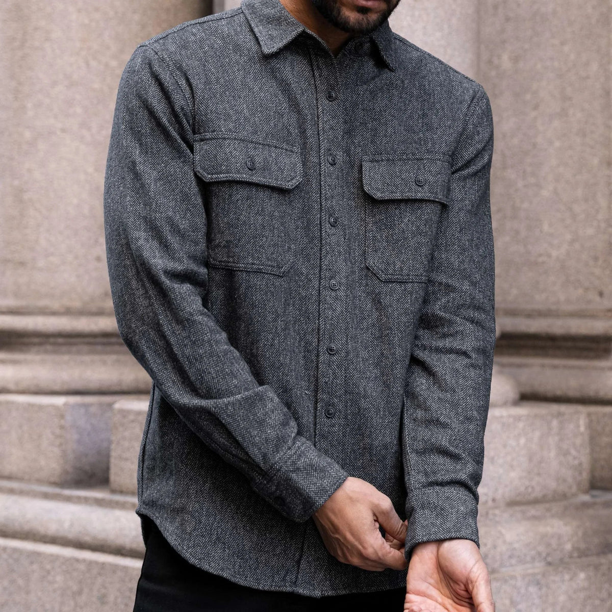 Summit Flannel Shirt | Blue Herringbone